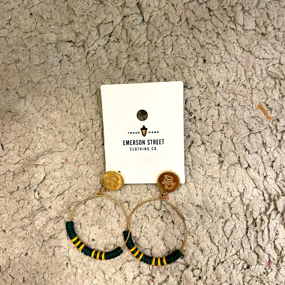 Emerson Street Clothing Co. Baylor University Earrings Green and Gold